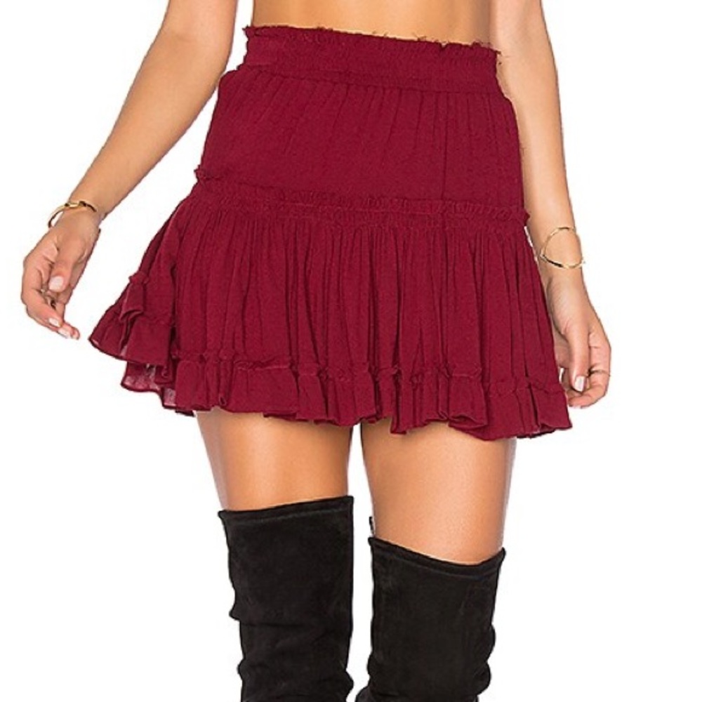 ISO MISA Los Angeles Marion Skirt in Burgundy